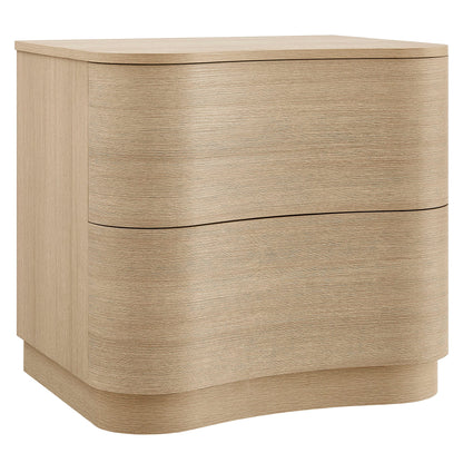 Mirae 2-Drawer Curved Nightstand – Modern Bedside Table with Sleek Storage