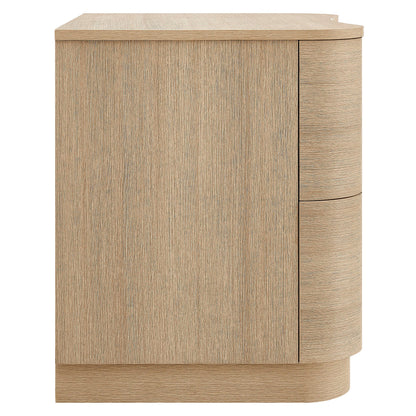 Mirae 2-Drawer Curved Nightstand – Modern Bedside Table with Sleek Storage