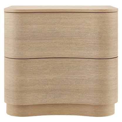 Mirae 2-Drawer Curved Nightstand – Modern Bedside Table with Sleek Storage