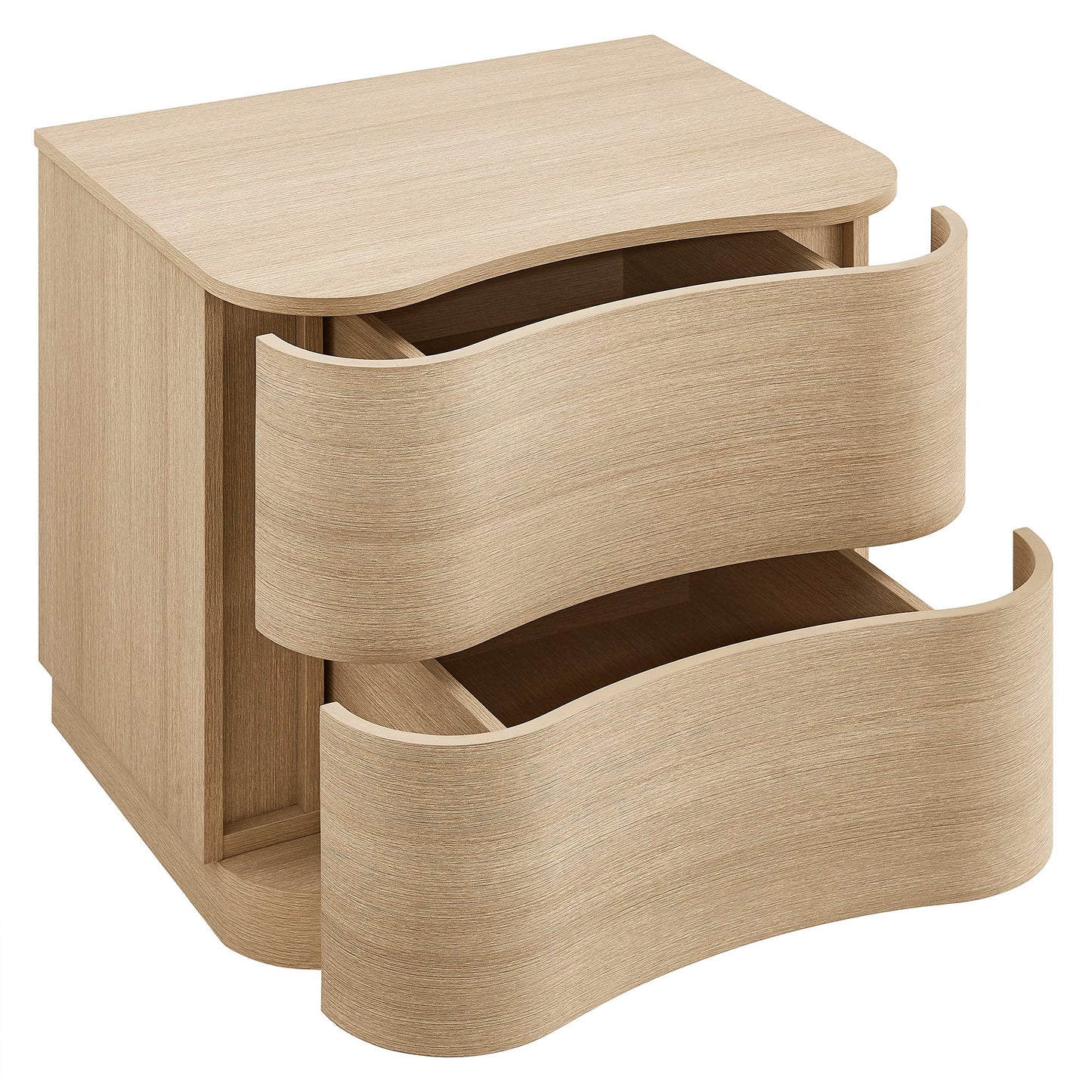 Mirae 2-Drawer Curved Nightstand – Modern Bedside Table with Sleek Storage