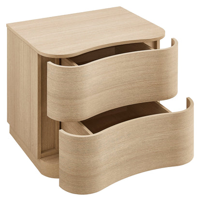 Mirae 2-Drawer Curved Nightstand – Modern Bedside Table with Sleek Storage