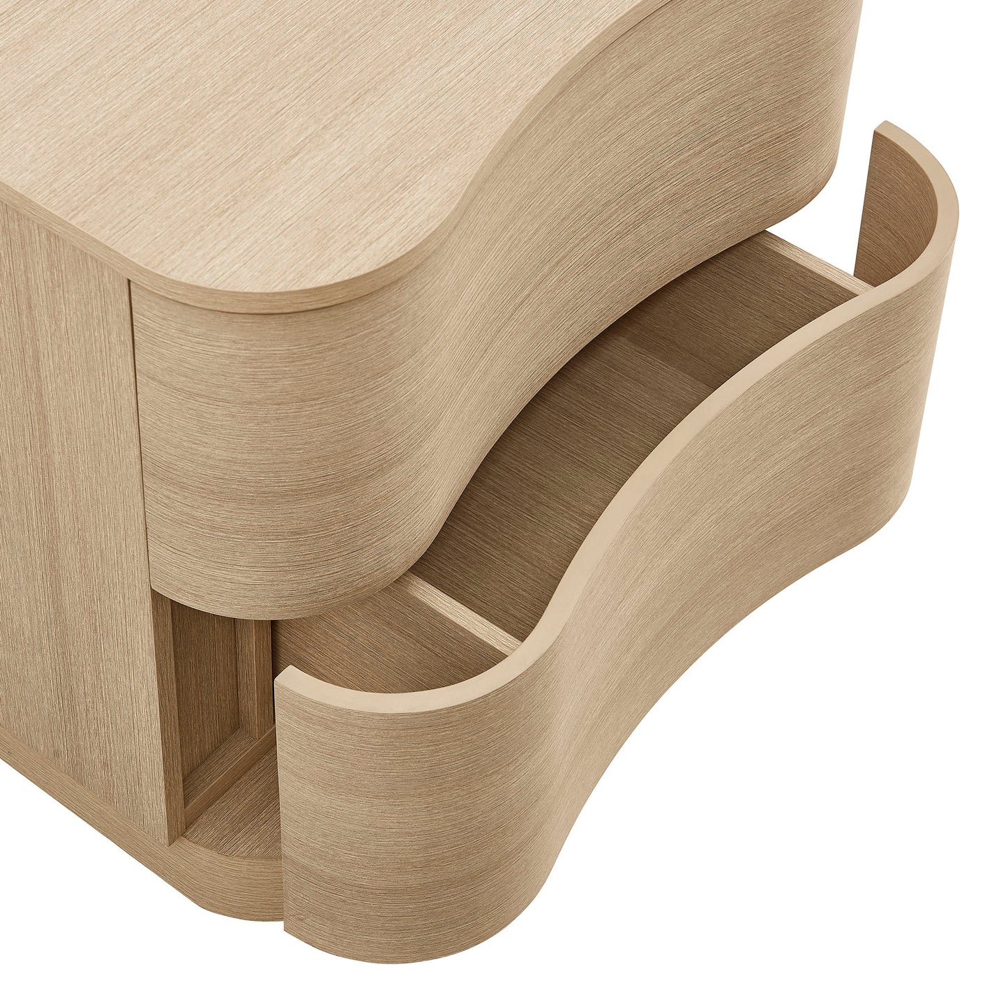 Mirae 2-Drawer Curved Nightstand – Modern Bedside Table with Sleek Storage