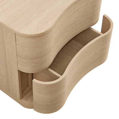 Mirae 2-Drawer Curved Nightstand – Modern Bedside Table with Sleek Storage