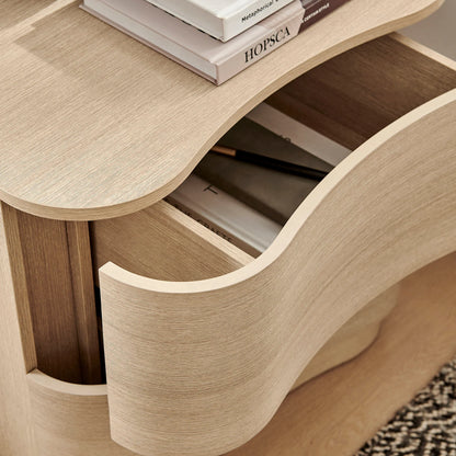 Mirae 2-Drawer Curved Nightstand – Modern Bedside Table with Sleek Storage