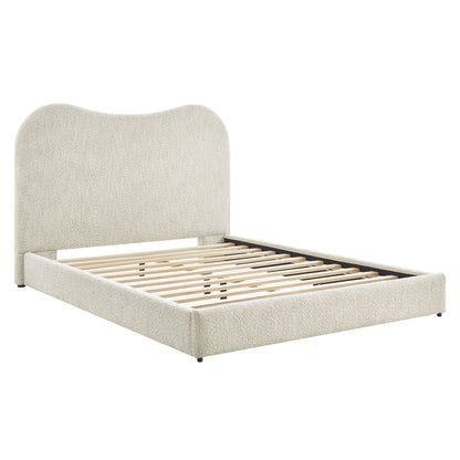 Seluna Boucle Queen Platform Bed – Stylish Upholstered Bed Frame