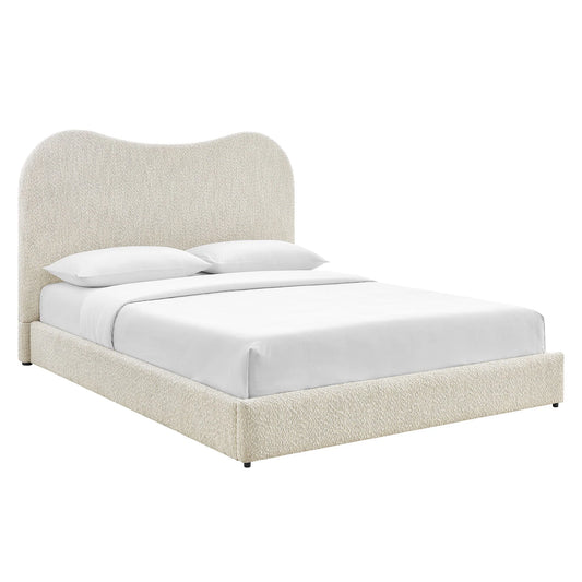 Seluna Boucle Queen Platform Bed – Stylish Upholstered Bed Frame