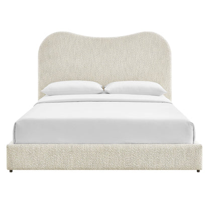Seluna Boucle Queen Platform Bed – Stylish Upholstered Bed Frame