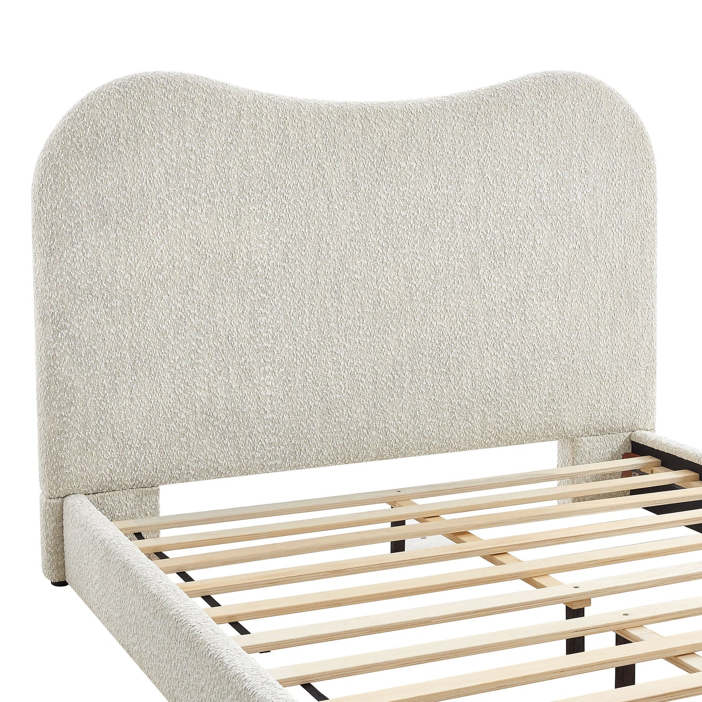 Seluna Boucle Queen Platform Bed – Stylish Upholstered Bed Frame