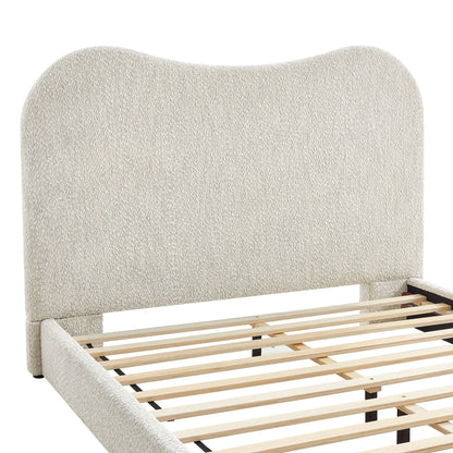 Seluna Boucle Queen Platform Bed – Stylish Upholstered Bed Frame