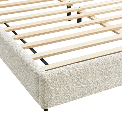 Seluna Boucle Queen Platform Bed – Stylish Upholstered Bed Frame