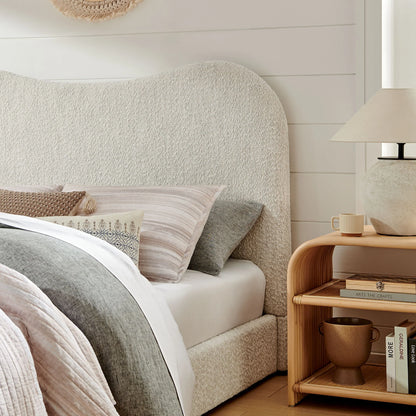 Seluna Boucle Queen Platform Bed – Stylish Upholstered Bed Frame