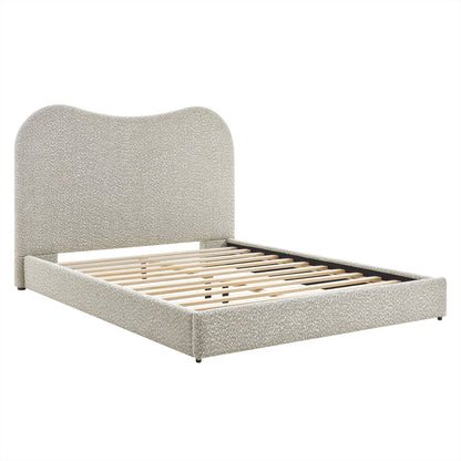 Seluna Boucle Queen Platform Bed – Stylish Upholstered Bed Frame