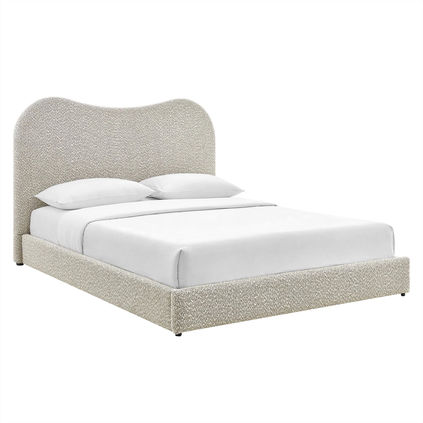Seluna Boucle Queen Platform Bed – Stylish Upholstered Bed Frame