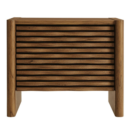 Emric Wave Nightstand – Walnut Finish with Curved Modern Design