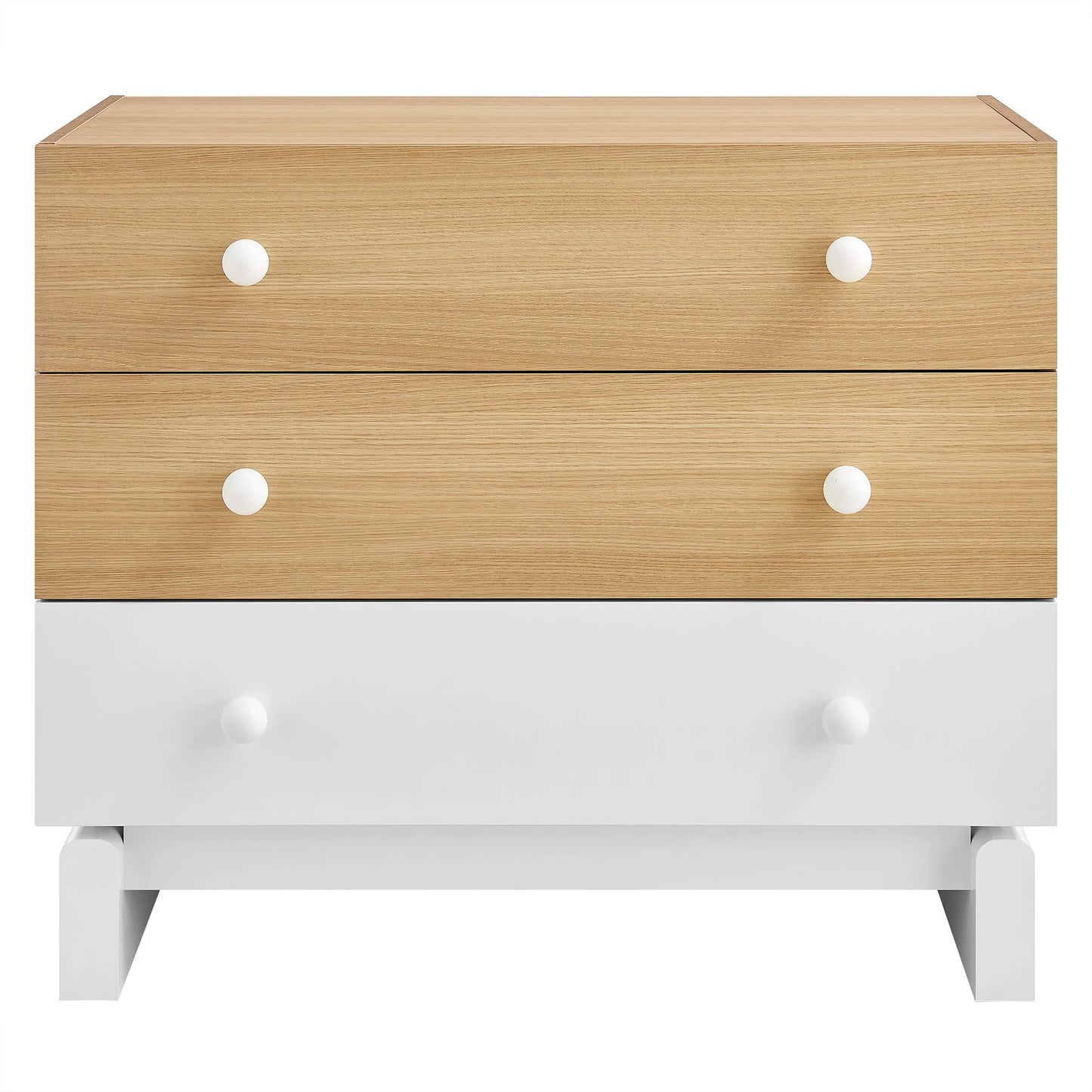 Nolia 3-Drawer Color Block Dresser in Oak White – Modern Compact Storage for Stylish Bedrooms