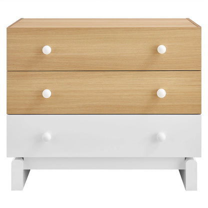 Nolia 3-Drawer Color Block Dresser in Oak White – Modern Compact Storage for Stylish Bedrooms