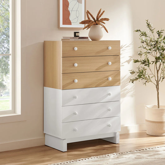 Nolia 6-Drawer Color Block Dresser Chest – Modern Bold Storage for Bedroom
