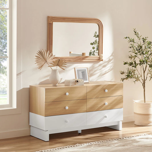 Nolia 6-Drawer Color Block Dresser – Modern Stylish Storage for Bedrooms