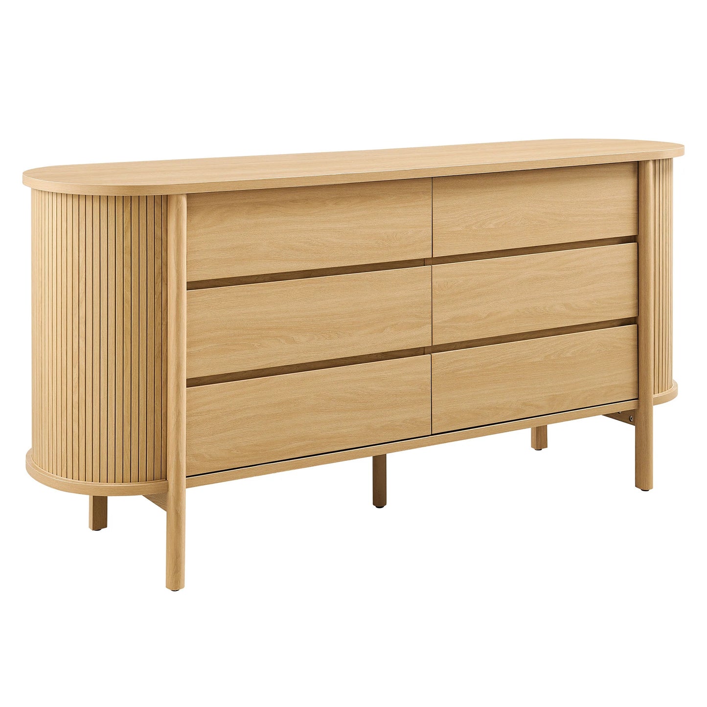 Cadence 6-Drawer Curved Dresser – Modern Wood Storage Dresser for Bedroom Organization