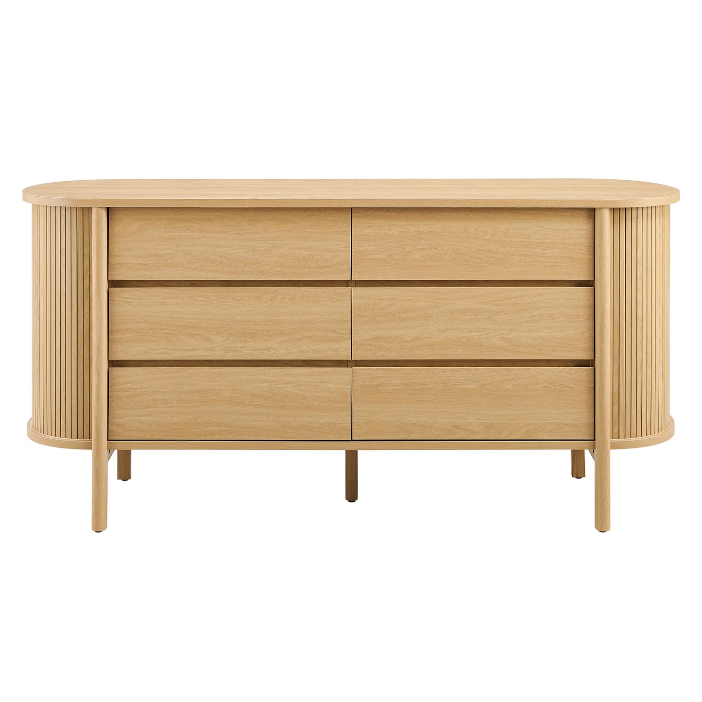 Cadence 6-Drawer Curved Dresser – Modern Wood Storage Dresser for Bedroom Organization