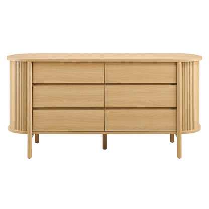 Cadence 6-Drawer Curved Dresser – Modern Wood Storage Dresser for Bedroom Organization