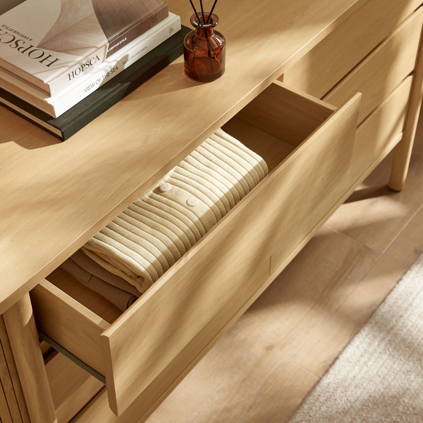 Cadence 6-Drawer Curved Dresser – Modern Wood Storage Dresser for Bedroom Organization