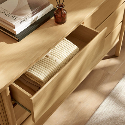 Cadence 6-Drawer Curved Dresser – Modern Wood Storage Dresser for Bedroom Organization
