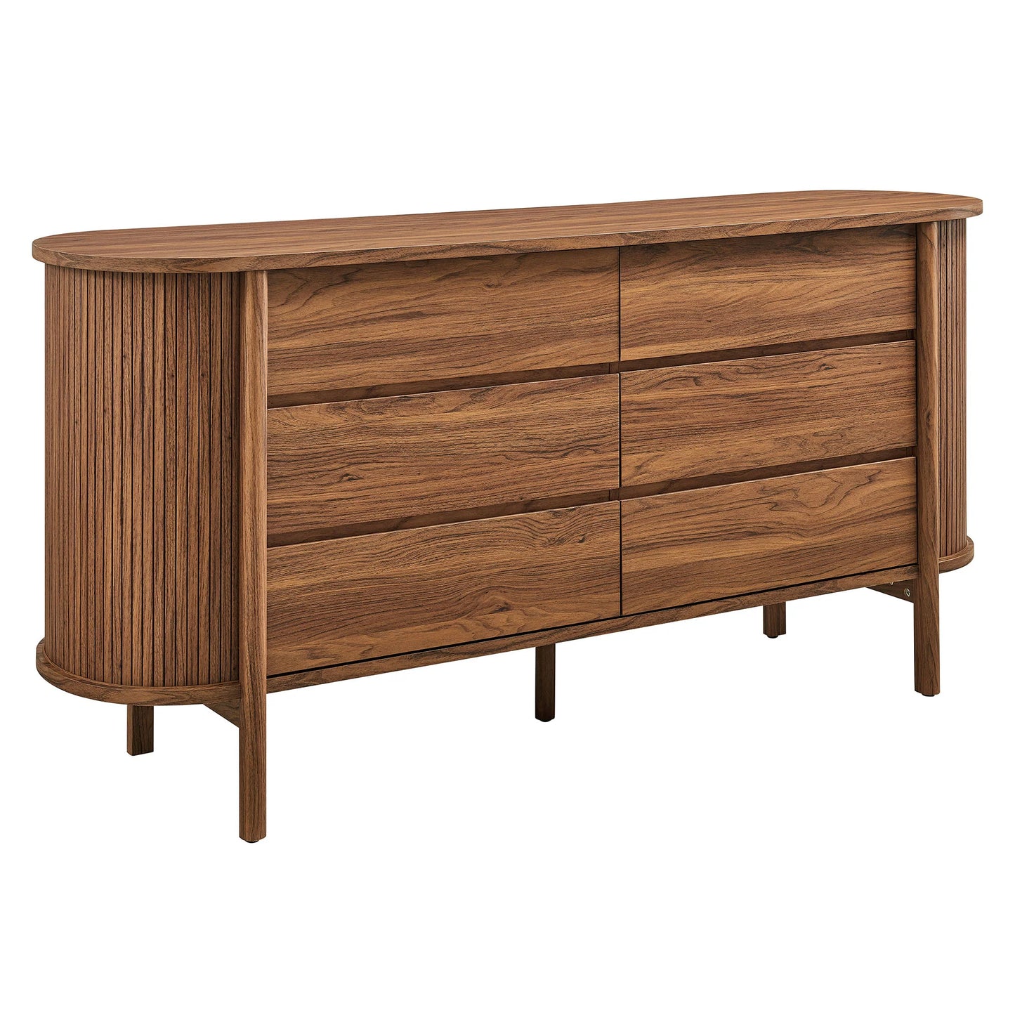 Cadence 6-Drawer Curved Dresser – Modern Wood Storage Dresser for Bedroom Organization
