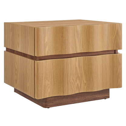 Isola 2-Drawer Nightstand – Modern Bedside Table with Storage in Wood Finish