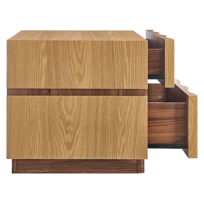 Isola 2-Drawer Nightstand – Modern Bedside Table with Storage in Wood Finish