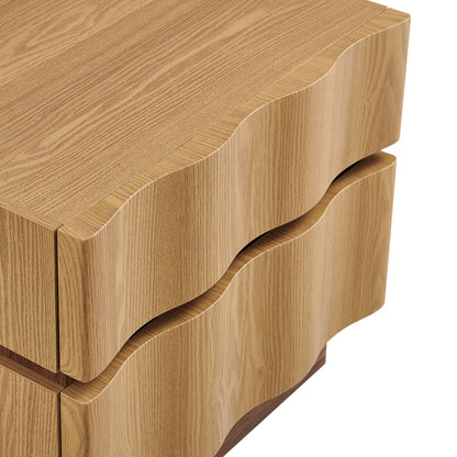 Isola 2-Drawer Nightstand – Modern Bedside Table with Storage in Wood Finish