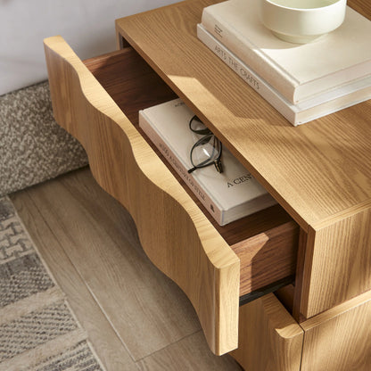 Isola 2-Drawer Nightstand – Modern Bedside Table with Storage in Wood Finish
