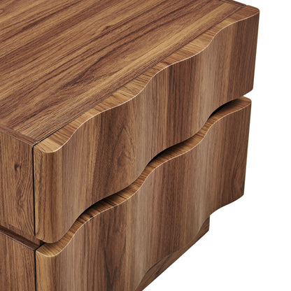 Isola 2-Drawer Nightstand – Modern Bedside Table with Storage in Wood Finish