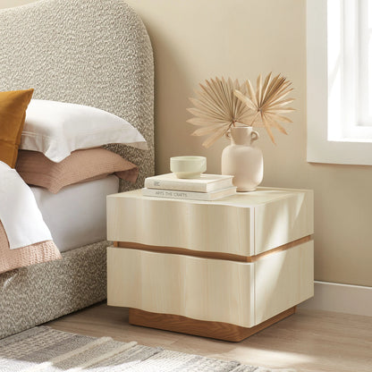Isola 2-Drawer Nightstand – Modern Bedside Table with Storage in Wood Finish
