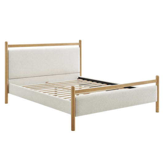 Ginny Platform Bed Frame Light Oak Heathered Ivory
