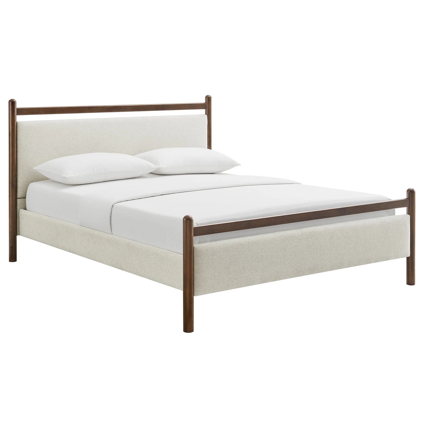 Ginny Platform Bed Frame Light Oak Heathered Ivory