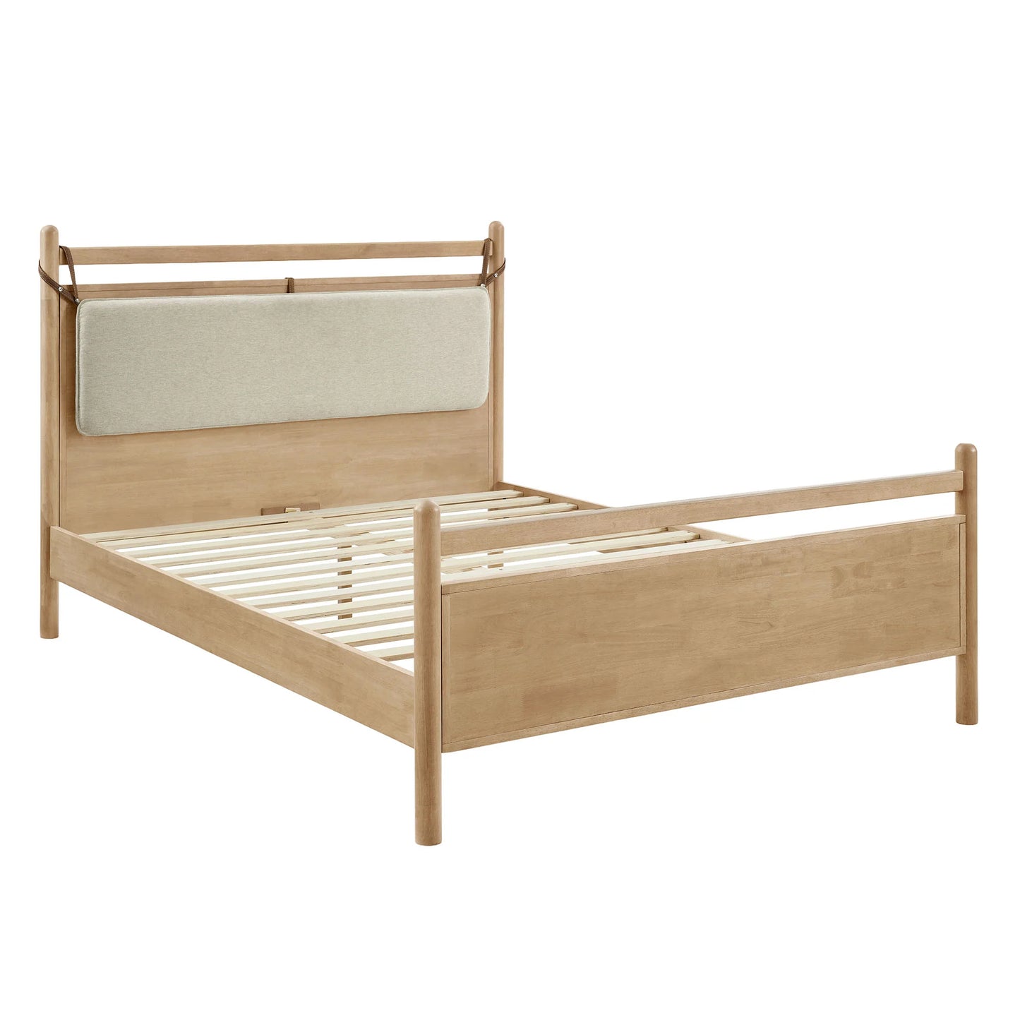 Leni Wood Platform Bed Frame with Fabric Pillow Headboard
