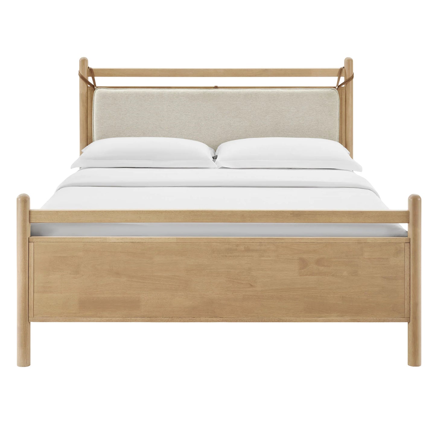 Leni Wood Platform Bed Frame with Fabric Pillow Headboard
