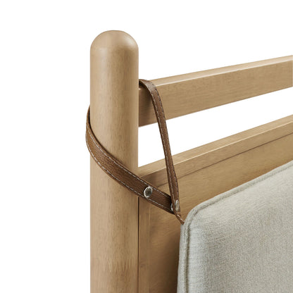 Leni Wood Platform Bed Frame with Fabric Pillow Headboard