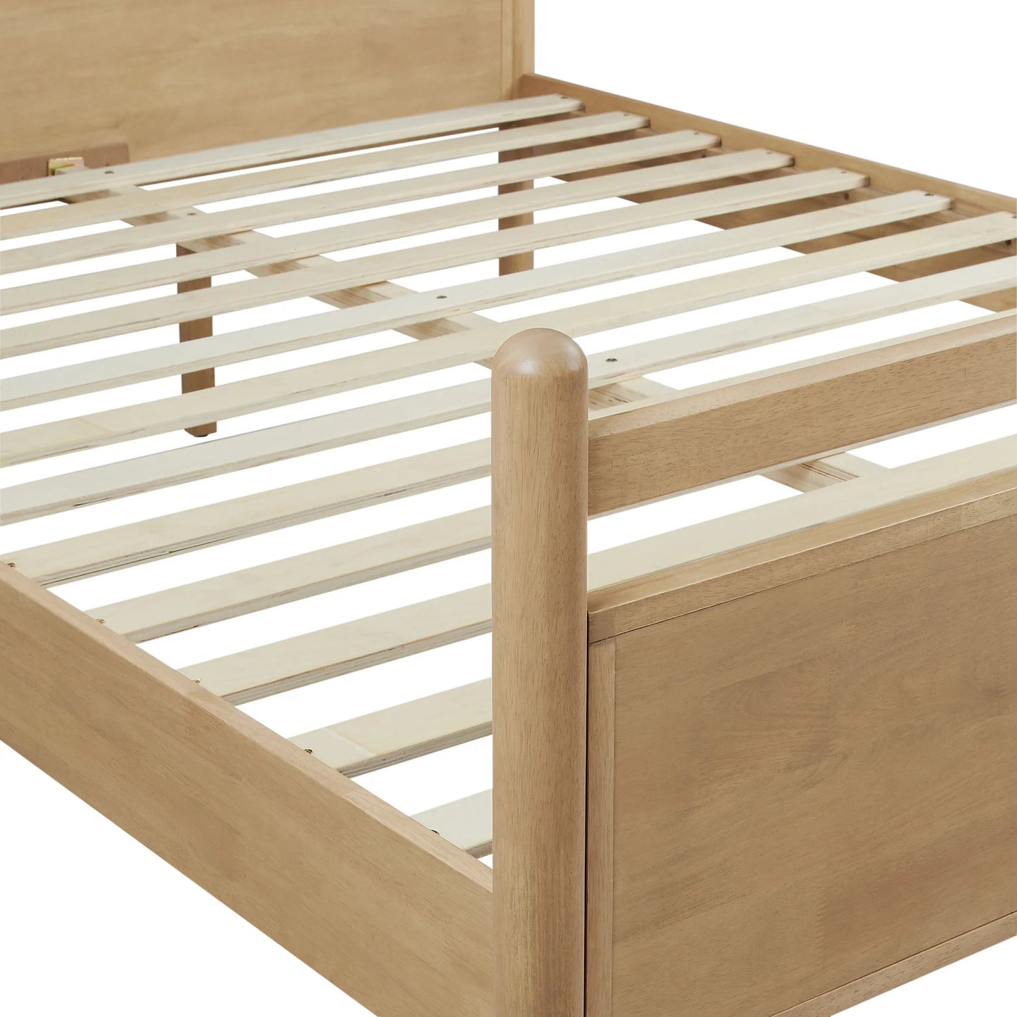 Leni Wood Platform Bed Frame with Fabric Pillow Headboard