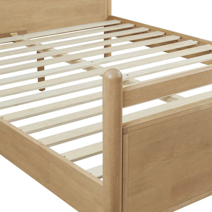 Leni Wood Platform Bed Frame with Fabric Pillow Headboard
