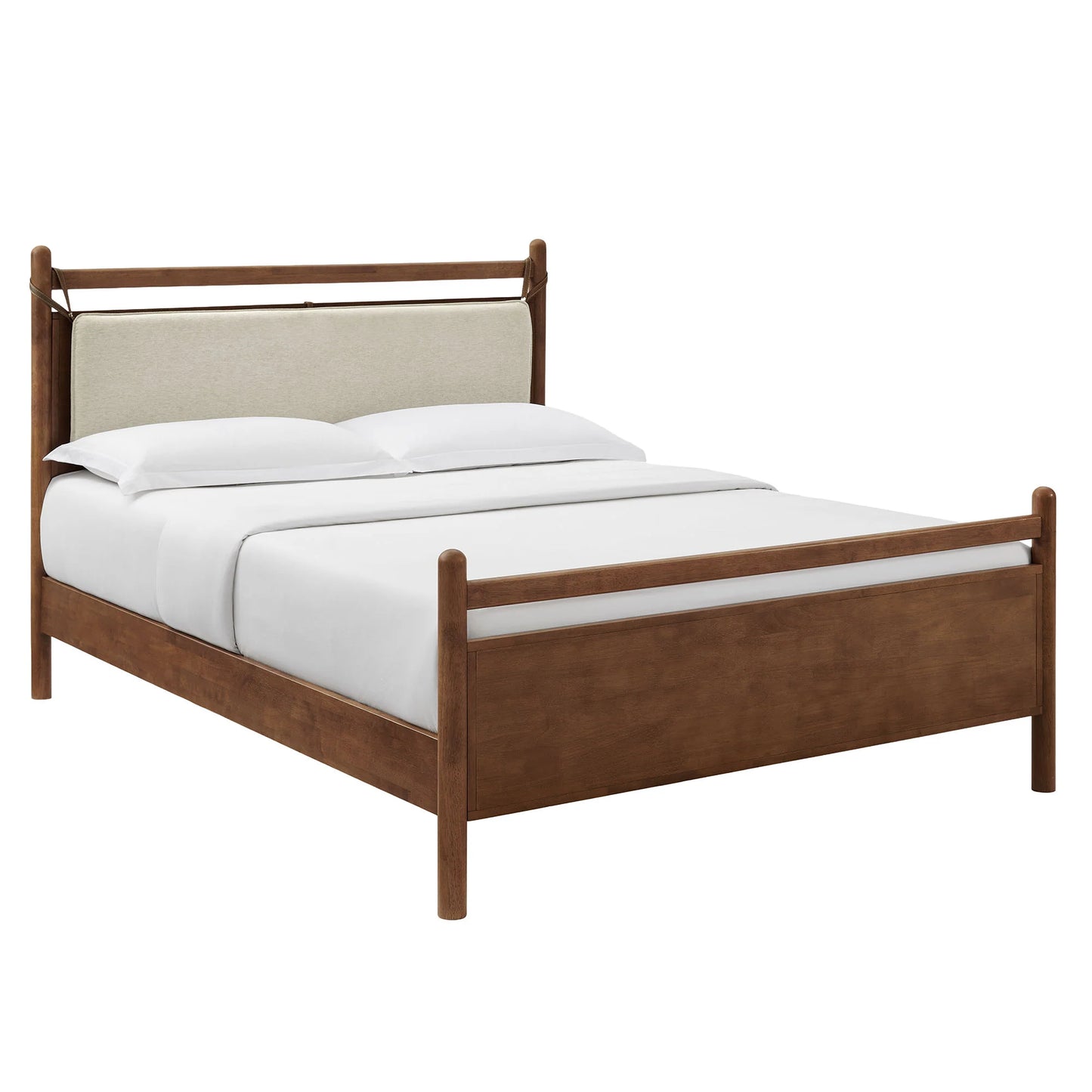Leni Wood Platform Bed Frame with Fabric Pillow Headboard