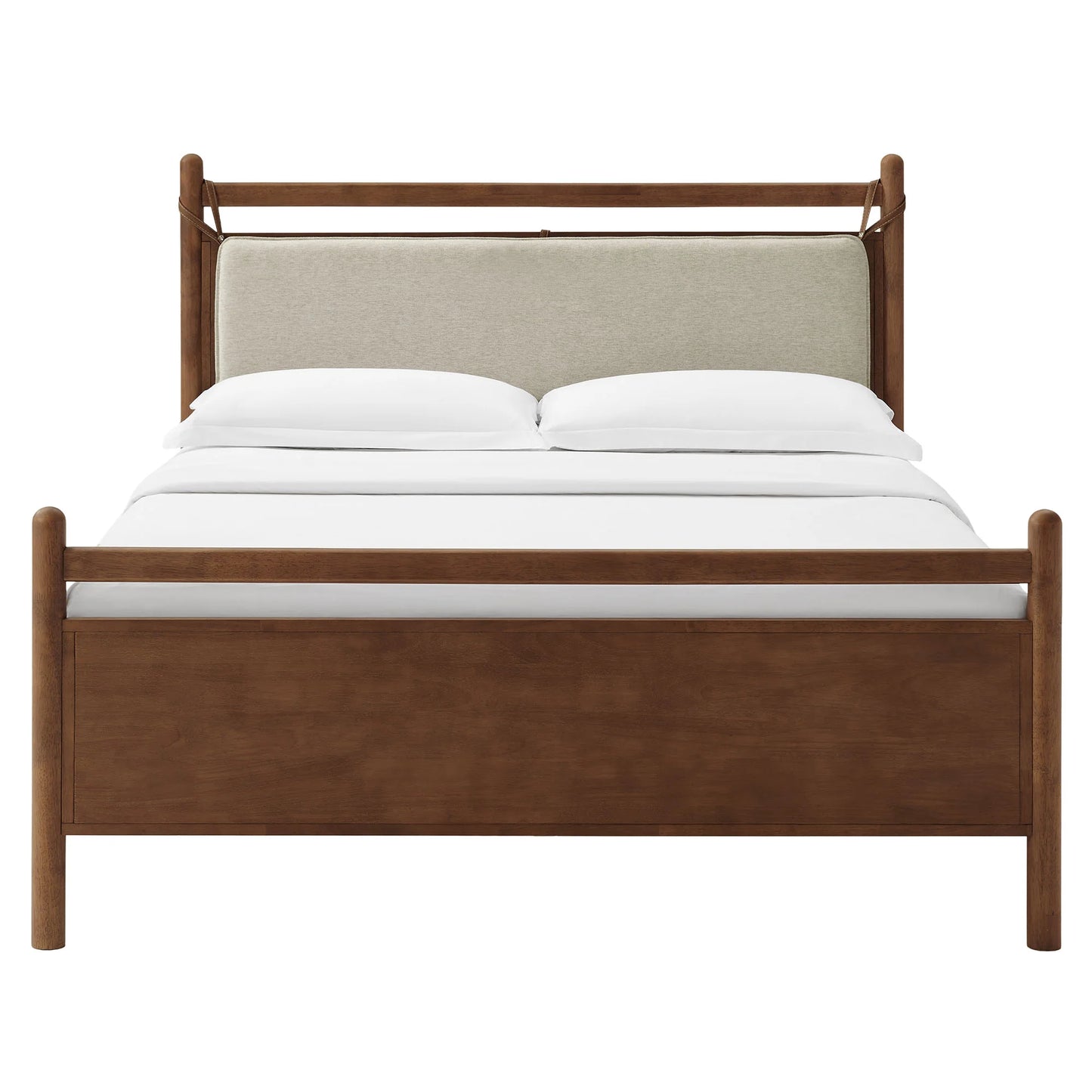 Leni Wood Platform Bed Frame with Fabric Pillow Headboard