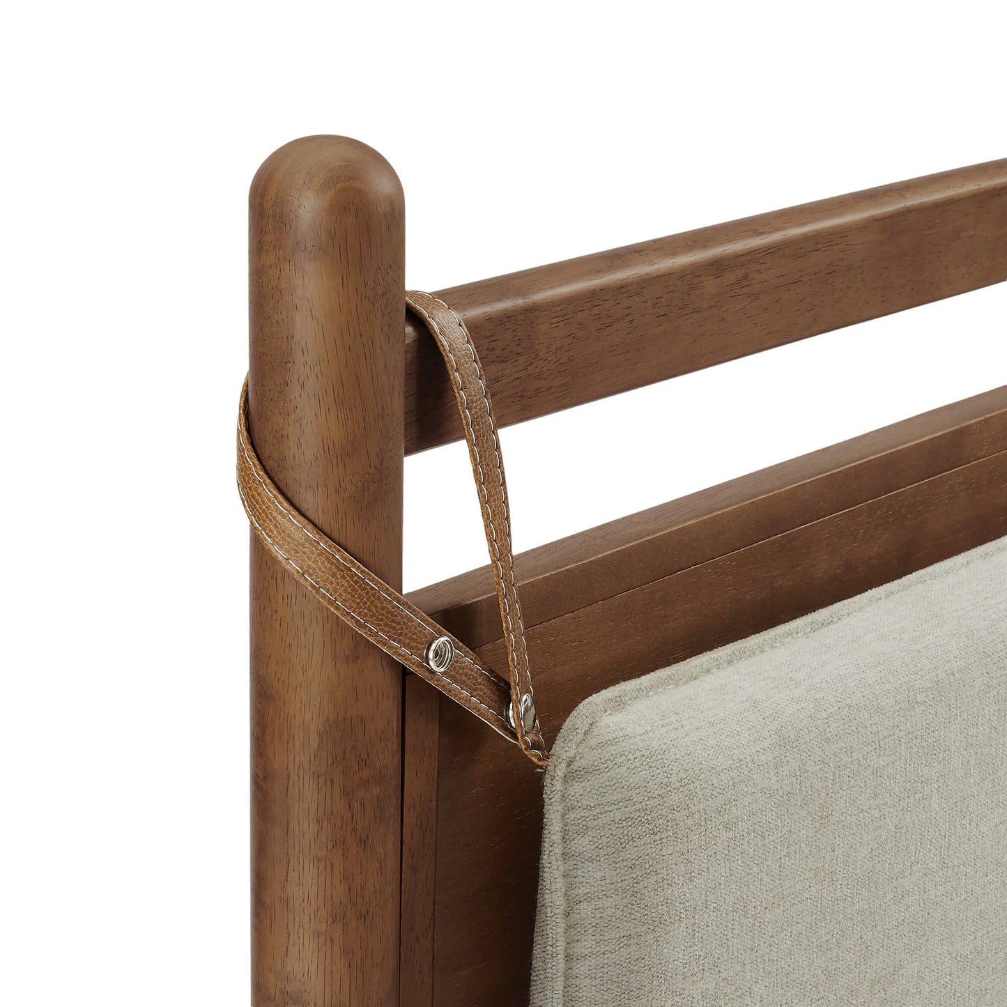 Leni Wood Platform Bed Frame with Fabric Pillow Headboard