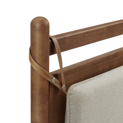 Leni Wood Platform Bed Frame with Fabric Pillow Headboard