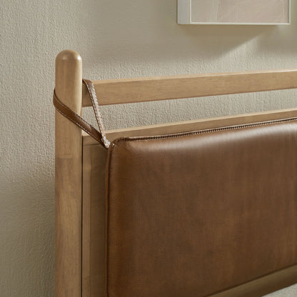 Leni Vegan Leather and Wood Platform Bed Frame