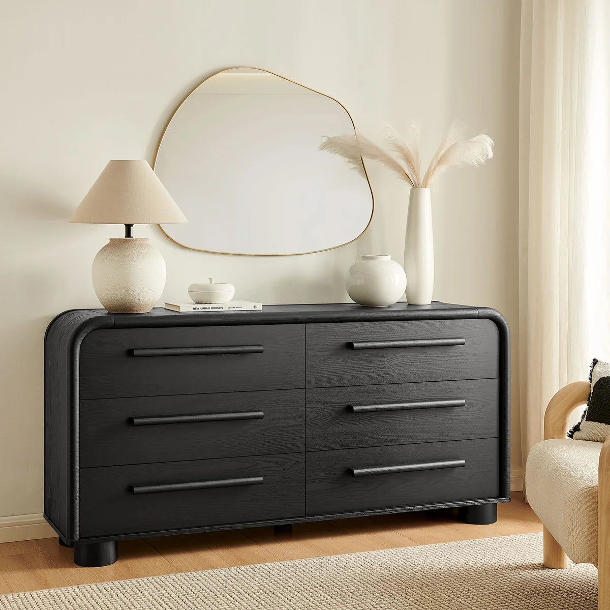 Bellamy Curved 6‑Drawer Dresser