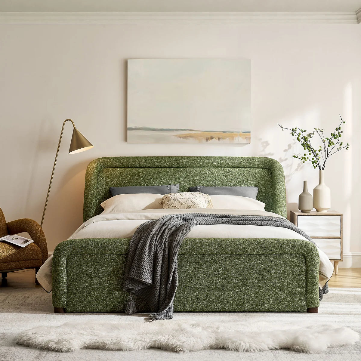 Tasmin Queen Upholstered Fabric Platform Bed