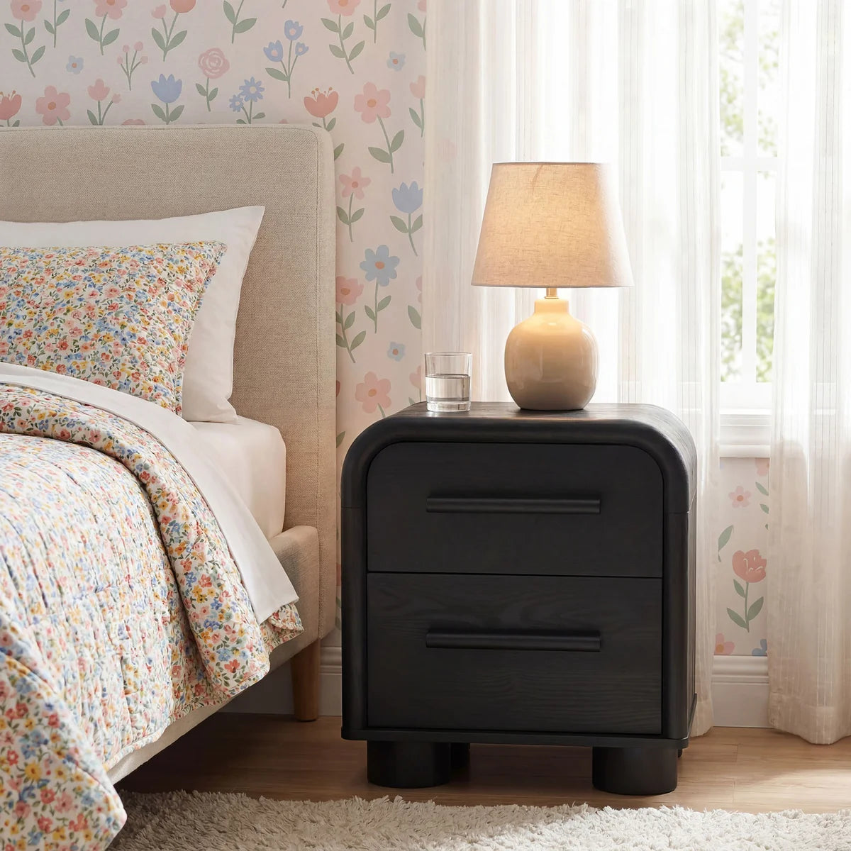Bellamy Curved 2‑Drawer Nightstand