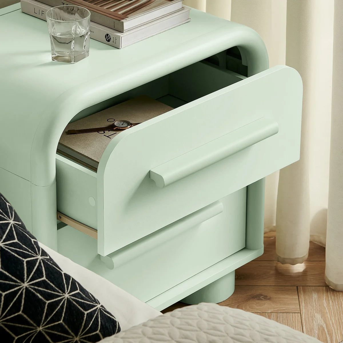 Bellamy Curved 2‑Drawer Nightstand